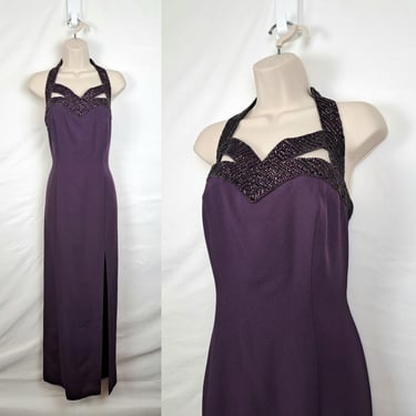 Vintage 90s Purple Cutout Prom Dress, Size Large 