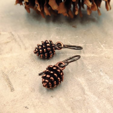 Copper Pinecone Earrings, Autumn Jewelry, Woodland Wedding, Fall Gift 