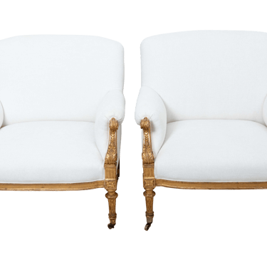 Pair Louis XVI Style Gilded Chairs