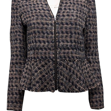 Rebecca Taylor - Navy & Blush Tweed Peplum Jacket Sz 4