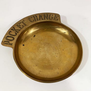 Vintage Brass Pocket Change Dish Mid-Century Hollywood Regency Home Décor Trinket Jewelry Retro 1970s 70s 