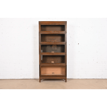 Globe Wernicke Antique Arts & Crafts Walnut Five-Stack Barrister Bookcase, Circa 1900