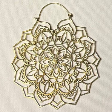 Brass Lightweight Arabesque Lotus Earrings