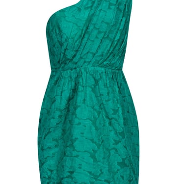 Shoshanna - Kelly Green Pleated One-Shoulder Cocktail Dress Sz 8