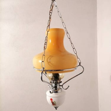 Vintage Pendant Lamp / Glass Chandelier / Vintage Lightning/Hanging Light / Mid Century Light / Bright Brown Glass Light/ 70s / Yugoslavia 