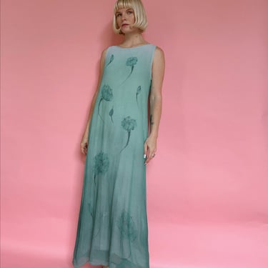 Vintage 90s Ombre Floral Midi Dress 