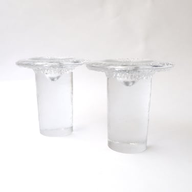 Mid Century Modern Scandinavian Glass Candlesticks 