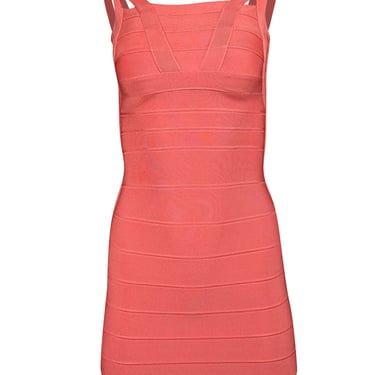 Herve Leger - Coral Pink Sleeveless Bandage Dress Sz XS