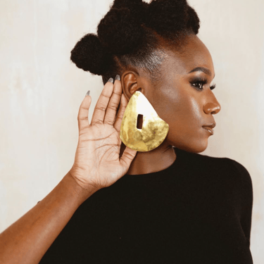 Brass Contrast Cut-Out Earrings