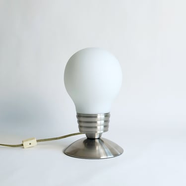 Vintage Light Bulb Lamp, Glass & Metal Desk Lamp, Postmodern Pop Art Style, 1990’s 