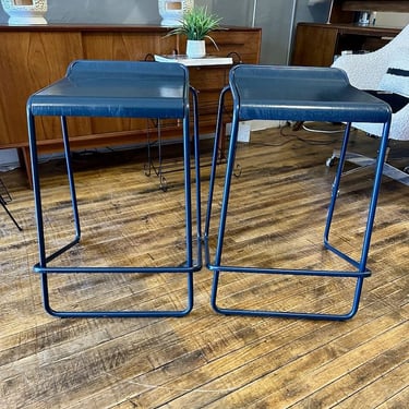 Pair of Modern Stacking Counter Stools by Blu Dot in Navy