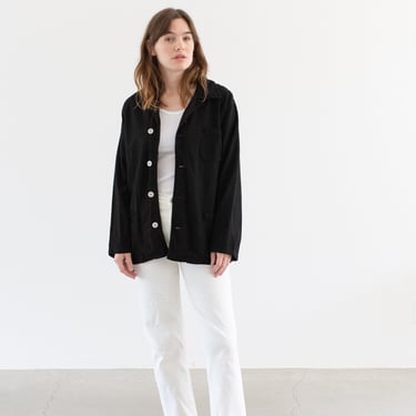 Vintage Overdye Black Flannel Shirt Jacket | Unisex Chore Pajama shirt | Euro Pyjama Blouse | M L | P6 
