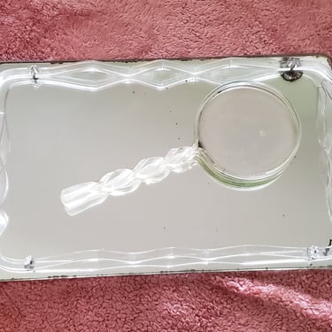 Vintage 1960s Lucite Vanity Set Mirrored Tray and Hand Mirror 