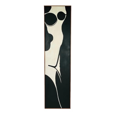 #1532 Black & White Abstract Nude MCM Painting