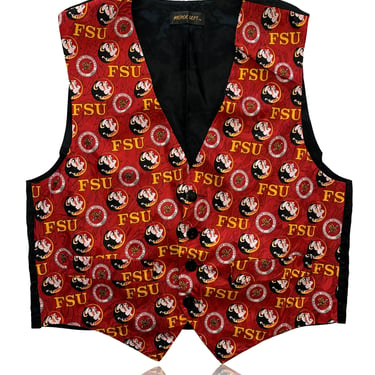 90s  Florida State Seminoles Tieback Vest FSU // Gold, white, burgundy // College Football Gameday Top // Merge Left // 