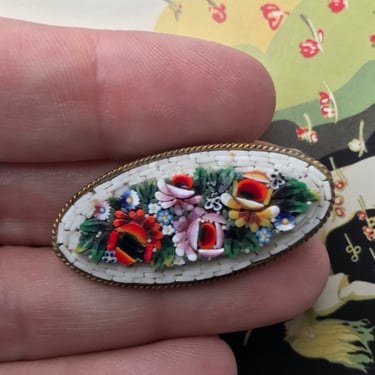 Vintage Floral Oval Micro Mosaic