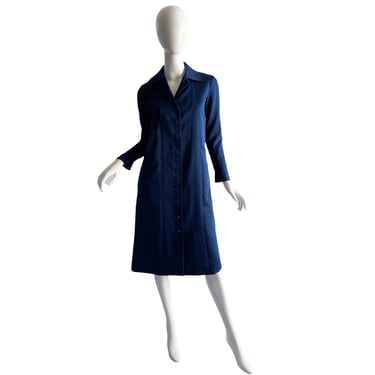 70s Halston Silk Dress / Vintage 1970s Disco Mod Tailored Dress Medium 