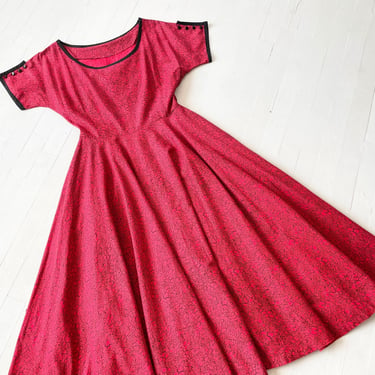 1950s Red Printed Dress 