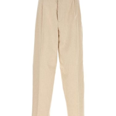 Bottega Veneta Men Melange Cream Hemp Blend Pant