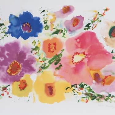 Flowers Lithograph by Helen Covensky Colorful Spring Signed Print 