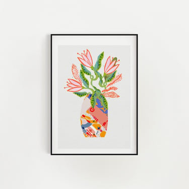 Flower Bouquet Art Print - Maximalist Wall Decor, Ideal for Dorm Rooms & Bold Home Interiors 