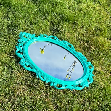 Syroco Mirror Ornate Aqua Teal 