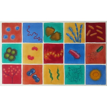 Microbial Riches 10 - original watercolor painting of bacteria - microbiology art 