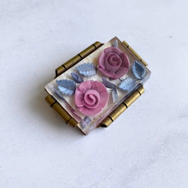 art deco french lucite floral brooch