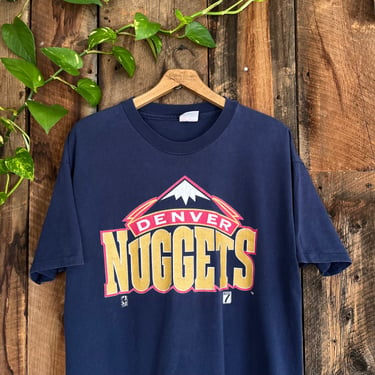 Vintage 90s Denver Nuggets Logo 7 NBA Single Stitched T shirt Size L 