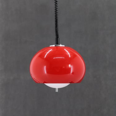 1970s Harvey Guzzini Red Pendant Light for Meblo, Italy 