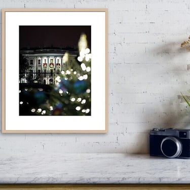 Christmas Wall Art, White House Print, Holiday Light Photo, Winter Wall Decor, Washington DC Christmas Photo, Winter Washington DC Print Art 