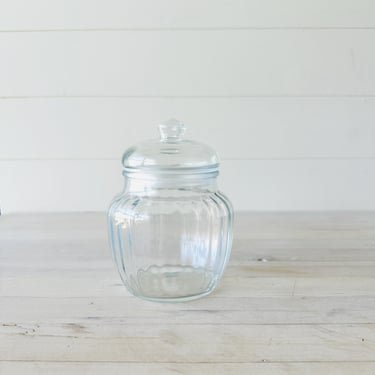 Clear Glass Bee Fluted Jar 