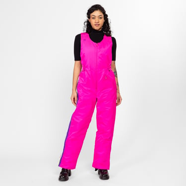 Medium 80s Hot Pink Arcticwear Sleeveless Ski Suit | Vintage Insulated Outerwear Jumpsuit One Piece Snow Gear 