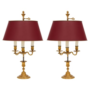 Pair of French Antique Bouillotte Lamps