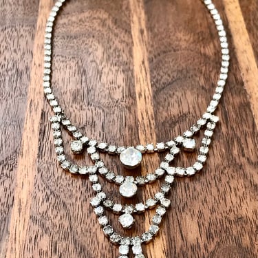 Rhinestone Choker Necklace Vintage Retro Fashion Jewelry Glass Stones Bridal 
