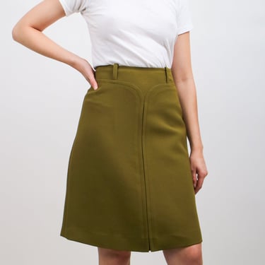 1960s Mod Olive Green Space Age Mini Skirt