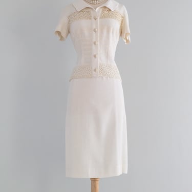 Elegant 1950's Ivory Wiggle Dress & Jacket Set By | Xtabay Vintage -  Portland, OR | ATTIC
