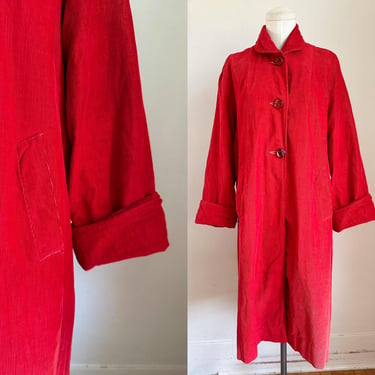 Vintage 1950s Red Corduroy Coat / M 