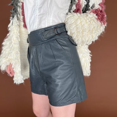 70s 80s Grey Leather Shorts