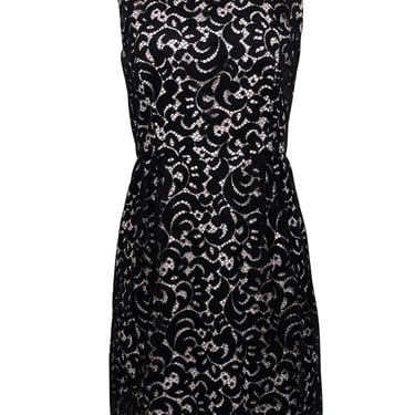 Milly - Black & Pink Lace Sleeveless Cocktail Dress Sz 8