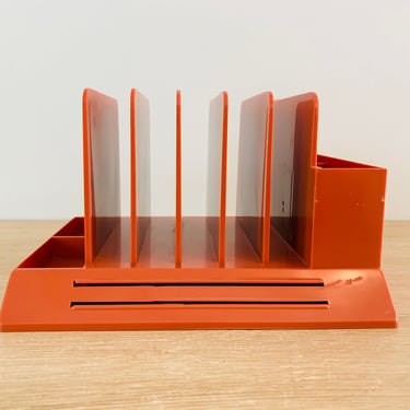 Mid Century Modern Max Klein Burnt Orange Desk Organizer 