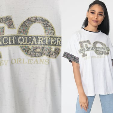 New Orleans Shirt French Quarter 90s Tee Retro 1990s Vintage T Shirt Graphic Short Sleeve Grey Medium Large 