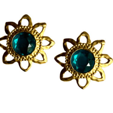 Huge 90s Green Jewel Sun Earrings