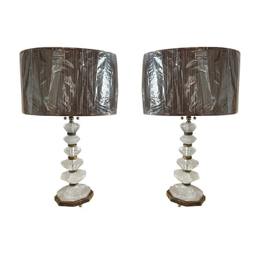 Vintage Rock Crystal Table Lamps - a Pair