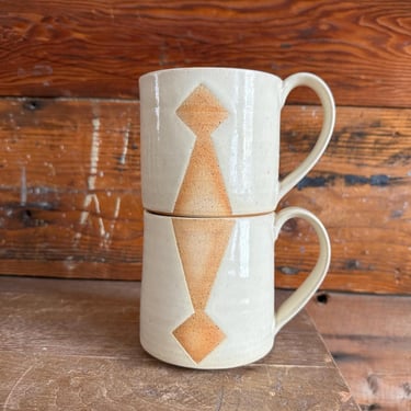 Best Friend Mug Set - White with Orange Geometrics 