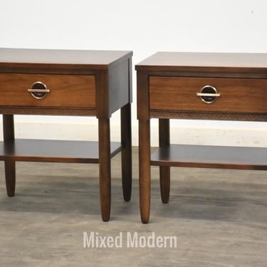 Walnut Mid Century Nightstands - A Pair 