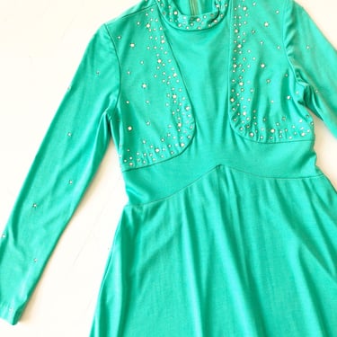 1960s Green Rhinestone Gown 