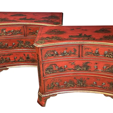 Pair of English Red Japanned Chests