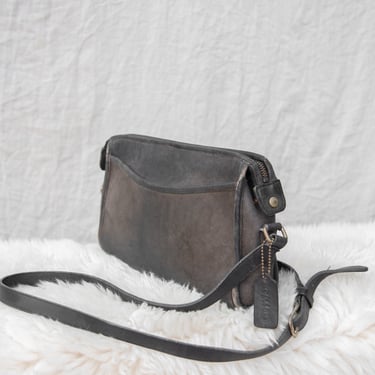 Vintage 70s COACH Purse, Distressed Black Leather Bag, Companion Crossbody Bag, Boho Black Leather Satchel Purse, Leather Shoulder Bag 