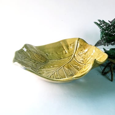 Vintage Handmade Ceramic Breadfruit Leaf Dish Bowl/ Studio Art Pottery/Centerpiece Bowl/ Autumn Thanksgiving /Boho Farmhouse Country Cottage 